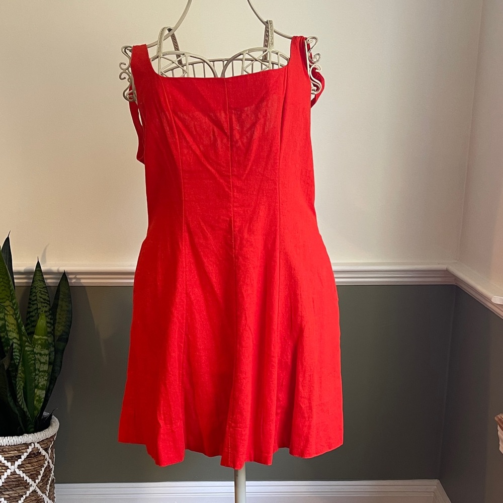 a new day Vibrant Red Mini Dress With Pockets and a Side Zipper